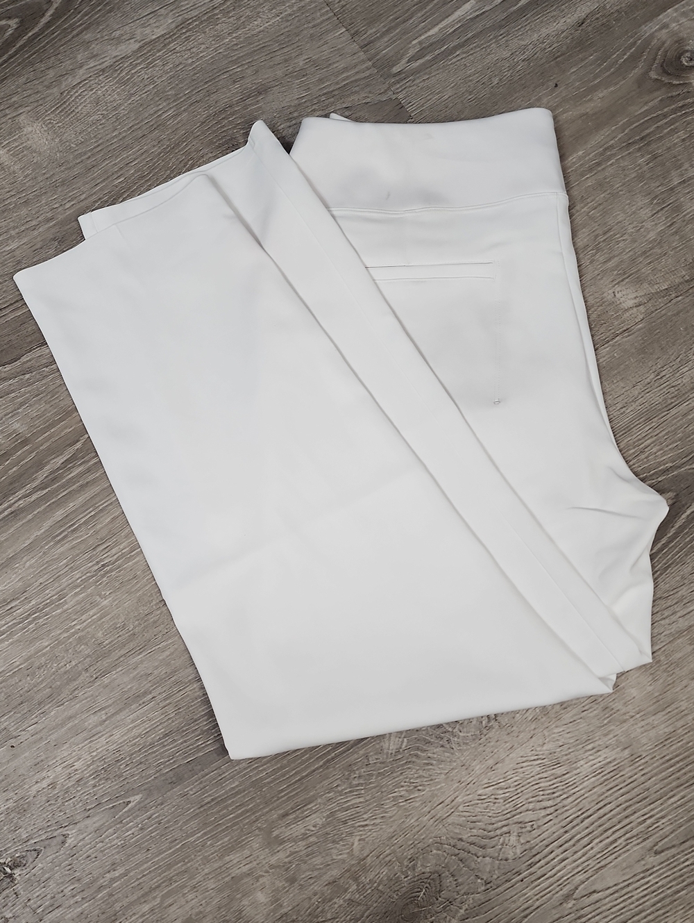 IBKUL Women's Knit Ankle Pants In White With Defect Size 12